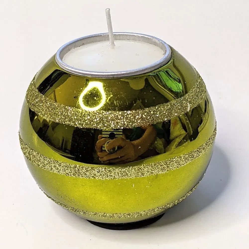 Old Fashioned Christmas Ball Ornament Candleholder